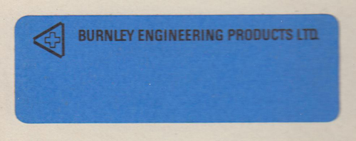 Burnley Engineering Products - Product Label