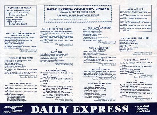 Burnley FC - 1962 FA Cup Final Song Sheet