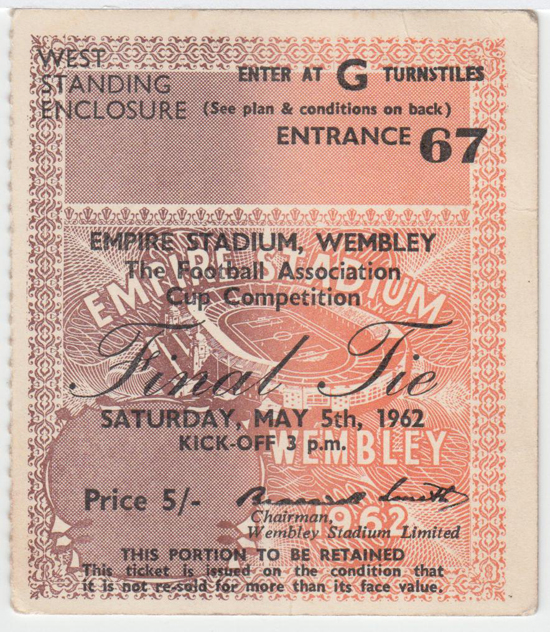 Burnley Ticket - 1962 FA Cup Final